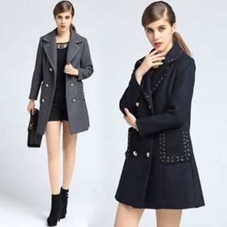 Tal.lu.lah Grommet Notched-Lapel Double-Breasted Coat