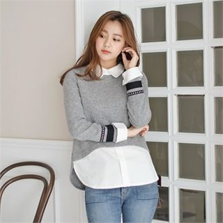 Styleberry Inset Contrast-Trim Knit Top Shirt