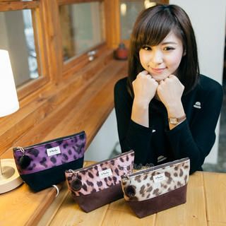 Genuine Leather Leopard-Print Pouch
