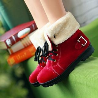Pangmama Fleece-lined Lace Up Snow Boots
