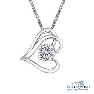 Leo Diamond Blooming Heart Collection - 18K White Gold Romantic Diamond Solitaire Sideway Heart-Shaped Pendant Necklace (16