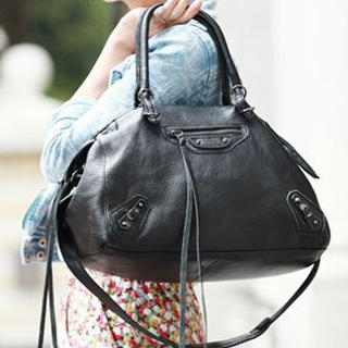 Faux-Leather Tasseled Satchel