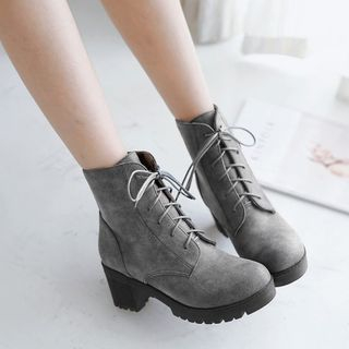 Colorful Shoes Block Heel Lace Up Short Boots