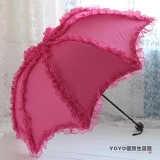 Timbera Lace-Trim Compact Umbrella