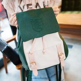 Color-Block Buckled Flap Backpack