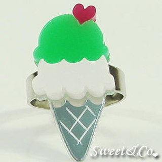 Sweet & Co. Mini Green Ice-Cream Silver Ring