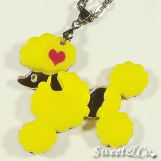 Sweet & Co. Mirror Heart Yellow Poodle Silver Necklace