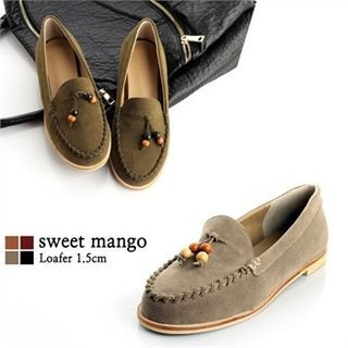 SWEET MANGO Stitched Faux-Suede Loafers
