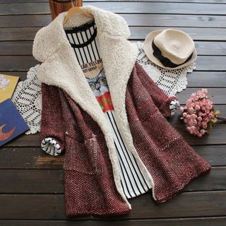 YOYO Shearling-line Panel Knit Jacket