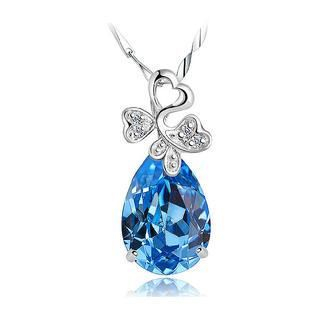 BELEC White Gold Plated 925 Sterling Silver Pendant with Blue Cubic Zirconia and 45cm Necklace