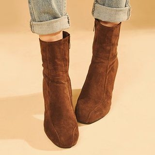 chuu Block-Heel Faux-Suede Ankle Boots