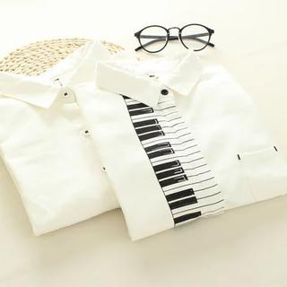 Mushi Long Sleeved Piano Print Blouse