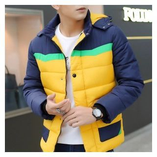 Bay Go Mall Color Block Hooded Padded Jacket