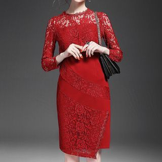 Alaroo Long-Sleeve Lace Panel Dress