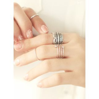 kitsch island Set of 3: Feather Ring + Layered Ring + Single Ring
