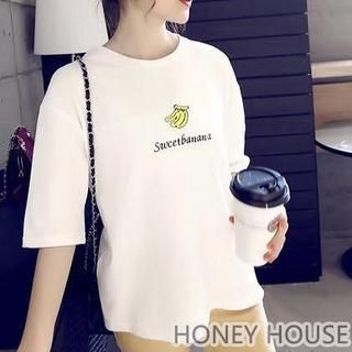 Honey House Banana Embroidered Short-Sleeve T-Shirt