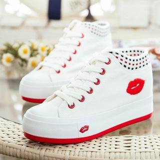 Solejoy Lip-Applique High-Top Sneakers