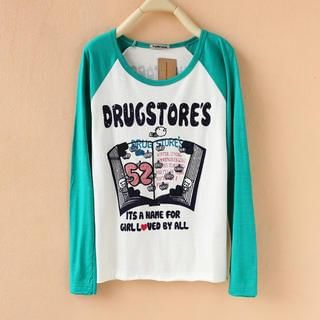 Cute Colors Long-Sleeve Round-Neck Printed T-Shirt