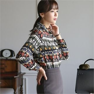 ode' Patterned Chiffon Blouse