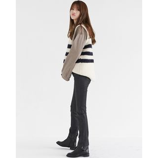 Someday, if Sleeveless Color-Block Wool Blend Knit Top
