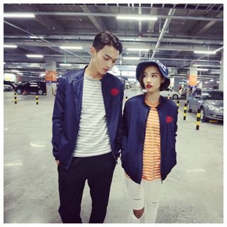 Simpair Matching Couple Embroidered Zip Jacket
