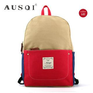 Ausqi Color-Block Canvas Backpack