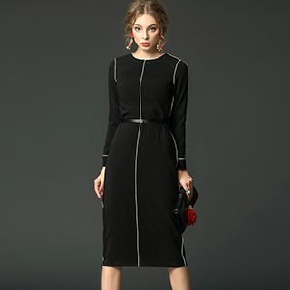 Queen Mulock Long-Sleeve Piped Dress