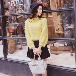 AC Raglan-Sleeve Furry-Knit Sweater