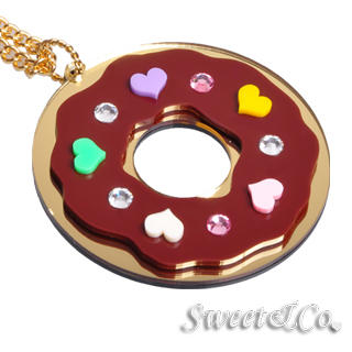 Sweet & Co. Kandy X Sweet&Co. Mirror Heart Swarovski Donut Long Necklace Gold - One Size