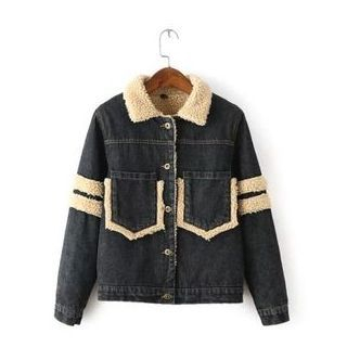 TOJI Fleece-Lined Buttoned Denim Jacket