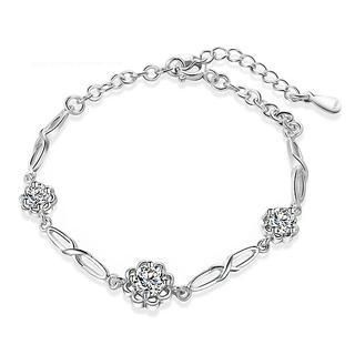 BELEC White Gold Plated 925 Sterling Silver with White Cubic Zirconia Bracelet