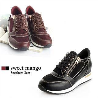 SWEET MANGO Zip-Detail Lace-Up Sneakers