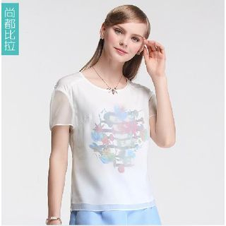 Sentubila Short-Sleeve Print T-Shirt