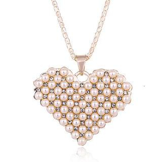 Best Jewellery Faux-Pearl Crystal Heart Necklace
