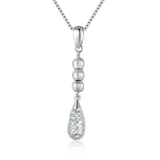 MaBelle 14K/585 White Gold Ball and Teardrop Diamond Cut Necklace