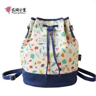 Flower Princess Floral Print Bucket Bag Blue (Multicolor Printing) - One Size