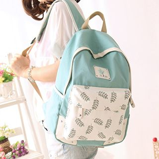 Canvas Love Leaf Print Canvas Backpack