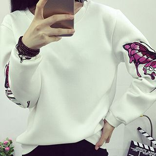 Fashion Street Butterfly Appliqu  Pullover