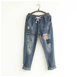 Ranche Appliqu  Washed Jeans