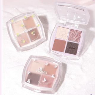 Novo - Begonia Drunken Sun 4-Color Eyeshadow Palette - 4 Types 02# Mint Latte Blue - 4.5G