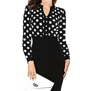 Rocho Long Sleeves Dotted Panel Dress