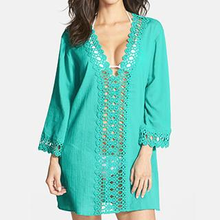 Sunset Hours 3/4-Sleeve Beach Cover-Up