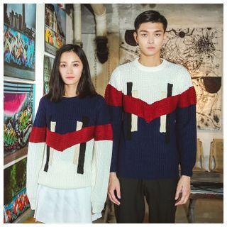 Simpair Matching Couple Color Block Sweater