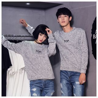 Simpair Matching Couple Lettering M lange Sweater