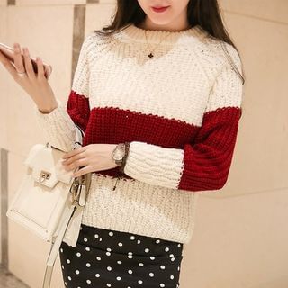 rumanka Two Tone Cable Knit Sweater
