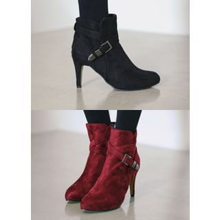 COII Faux-Suede Stiletto-Heel Ankle Boots