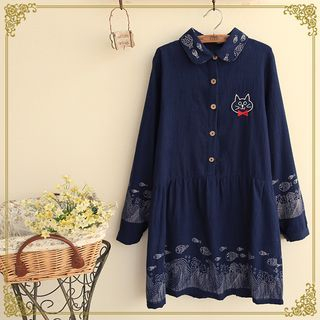 Fairyland Long-Sleeve Cat Embroidered Dress