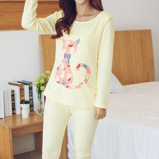 LYLA Maternity Pajama Set: Pattern Nursing Top + Pants