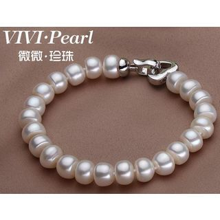ViVi Pearl Set: Freshwater Pearl Bracelet + Random Color Earrings