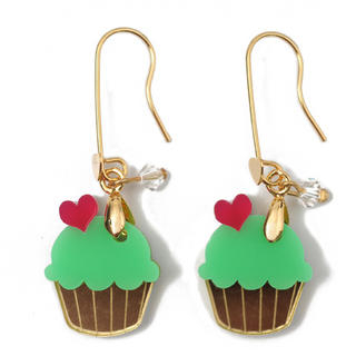 Sweet & Co. Sweet&Co Mini Gold Green Cupcake Crystal Earrings Gold - One Size